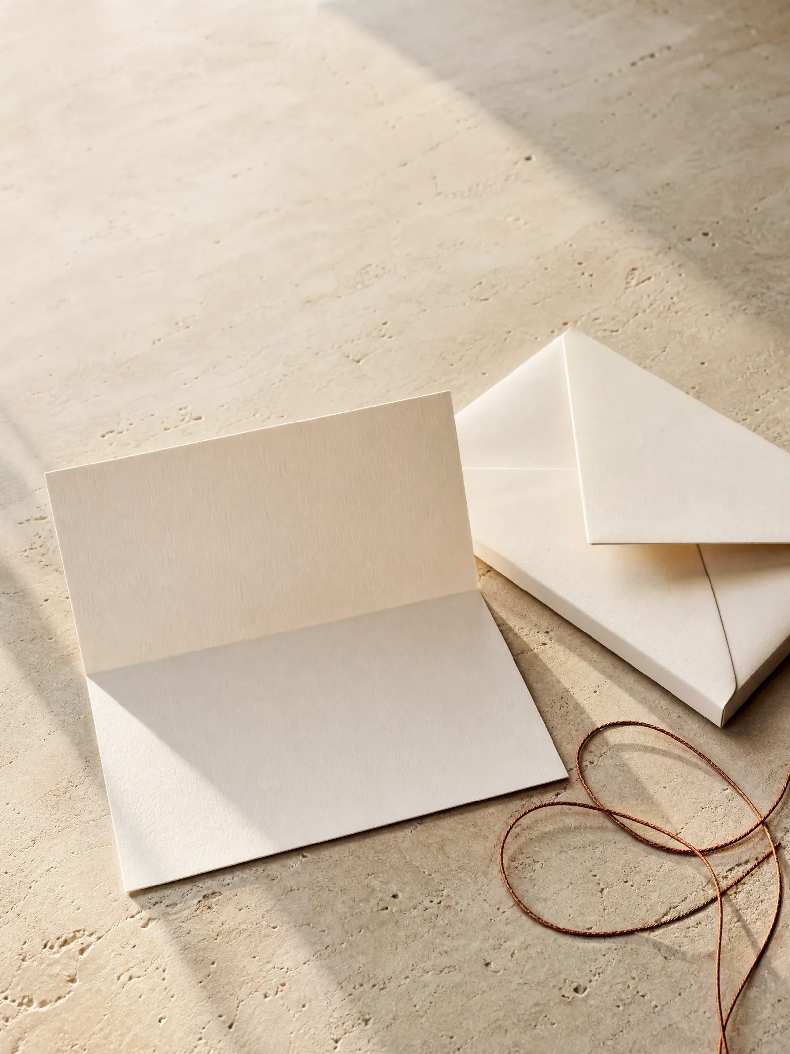 Abstrakte Papier- und Fadenkomposition als Sinnbild für klare Absprachen